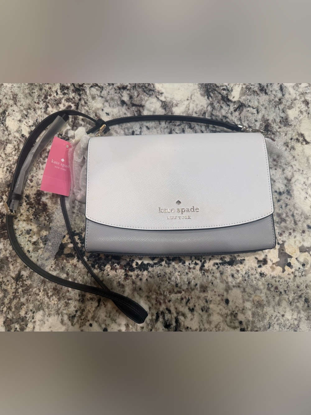 kate spade Two-Tone White and Light Gray Crossbody Bag